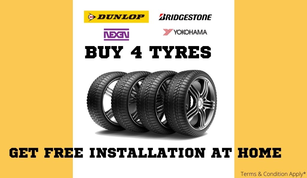when buy 4 tyres and get free installation at home from tyresonlinestore.com post